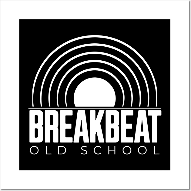 BREAKBEAT  - Old School Records (White) Wall Art by DISCOTHREADZ 